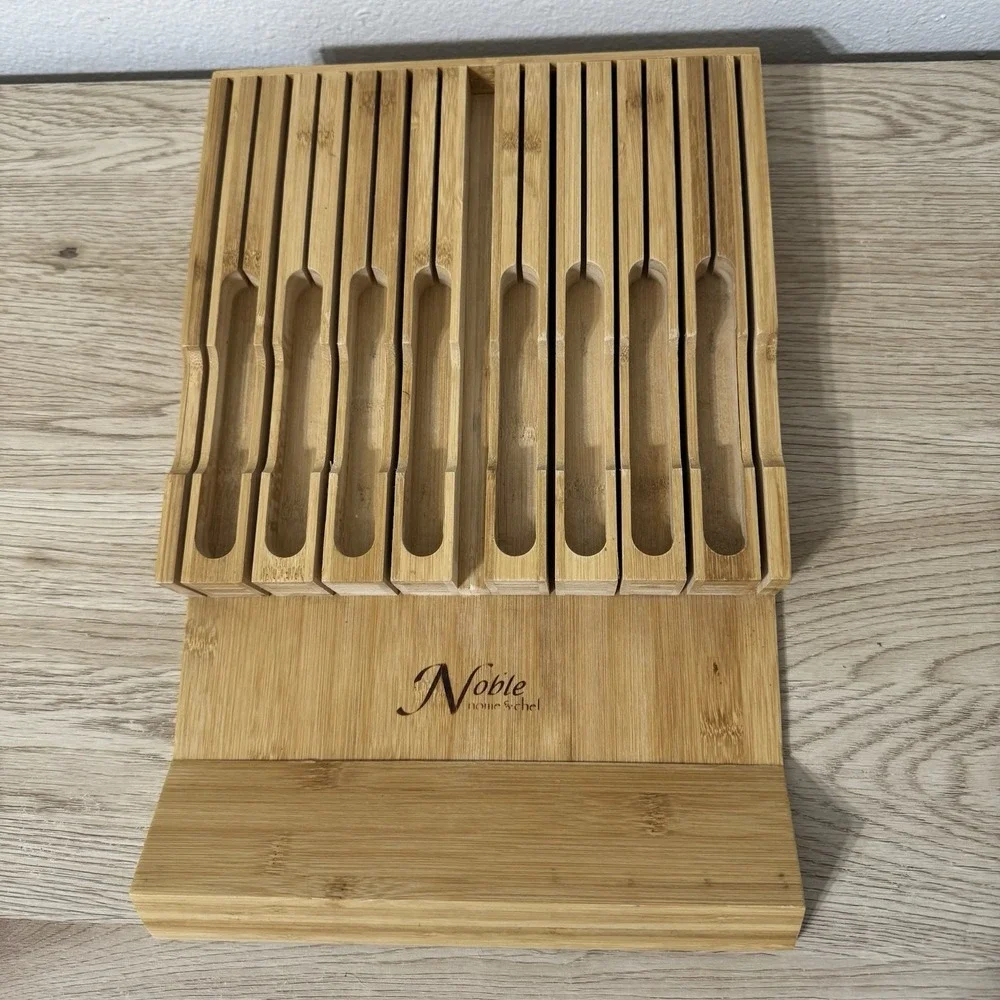 Noble Home‎ & Chef Bamboo In Drawer Kitchen Knife Set Block Storage Organizer
